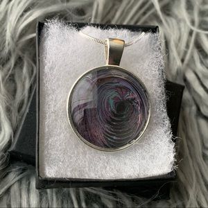 Handmade Fluid Art Necklace- Galactic Portal